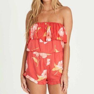 Billabong red floral romper